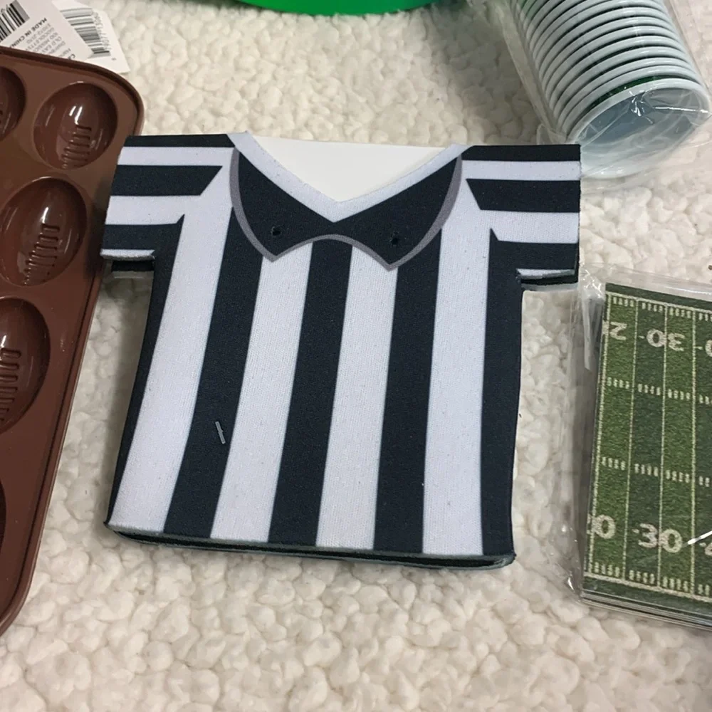 Football Party 20 Pc Set NEW Football ice Trays Coasters Straws Cups Tray & more